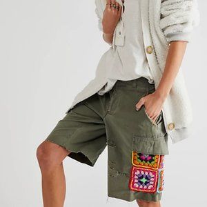 Free People Tricia Fix Crochet Cargo Shorts